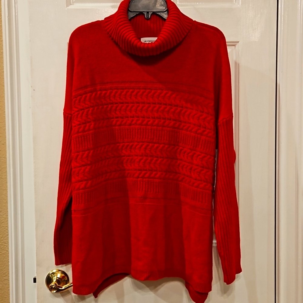 Liz Claiborne Red Cowl Neck Sweater